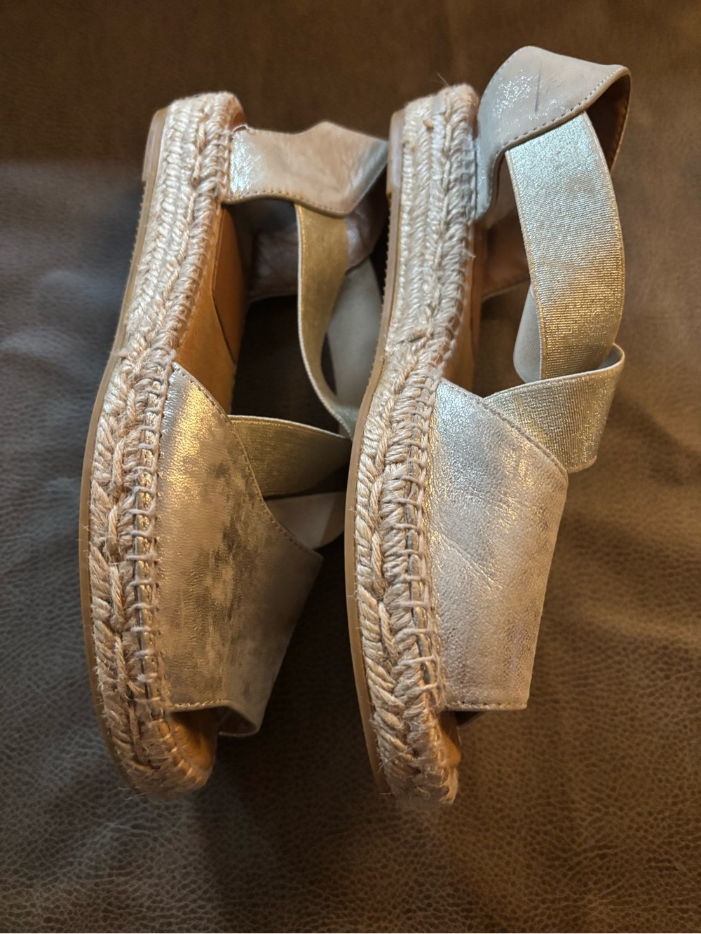 kanna Metallic Silver Espadrille Platform Sandals